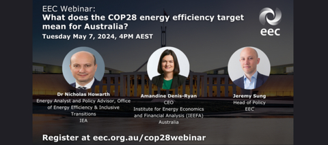 What does the COP28 energy efficiency target mean for Australia?